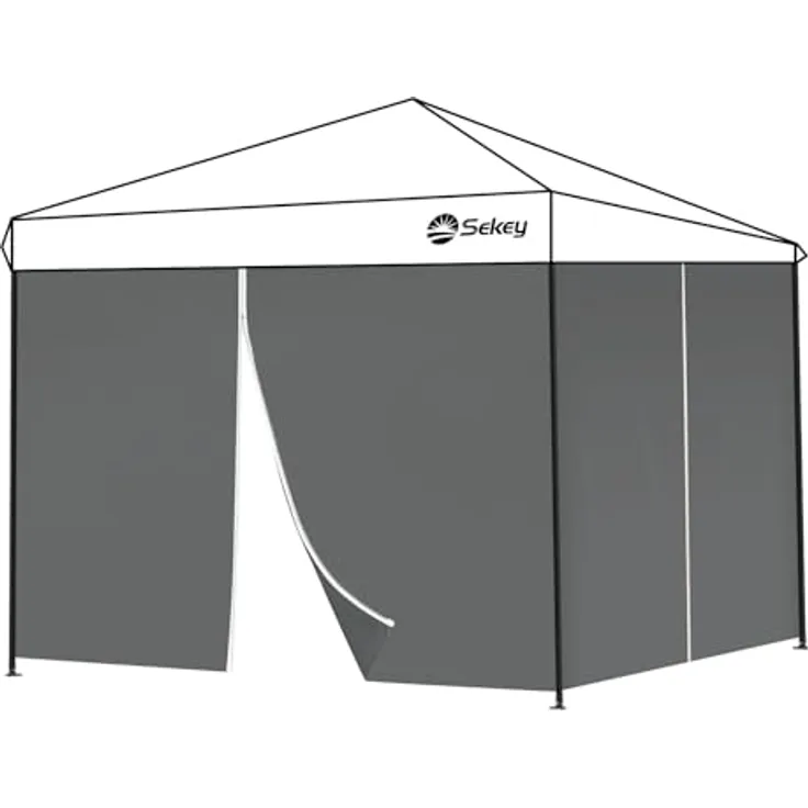 Sekey 2PCS Seitenwände für Pavillon 3x3m, wasserdicht und winterfest, 1 Fenster und 1 Tür, grau, 2 Türen, strapazierfähiges 210D Oxford-Gewebe