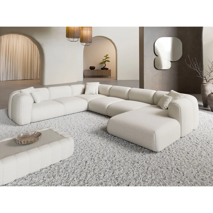 Polster Wohnlandschaft Venturia XXL U-Form - Bouclestoff - Weiß - Rechts – Bild 2