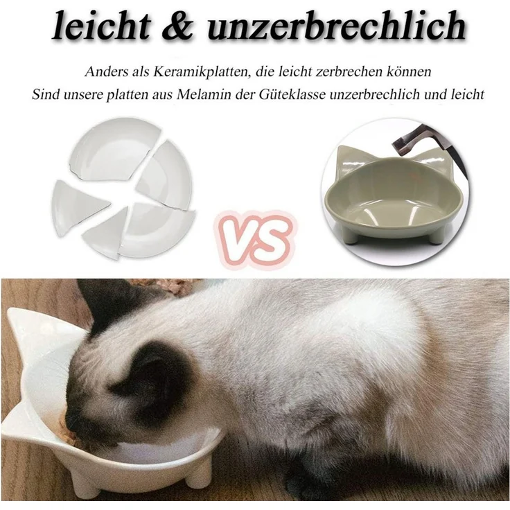 TUWENA Futternapf Katzennäpfe 3er-Set, Katzenfutternapf mit rutschfestem Gummi, zur Linderung von Ermüdung der Schnurrhaare, spülmaschinenfest – Bild 3
