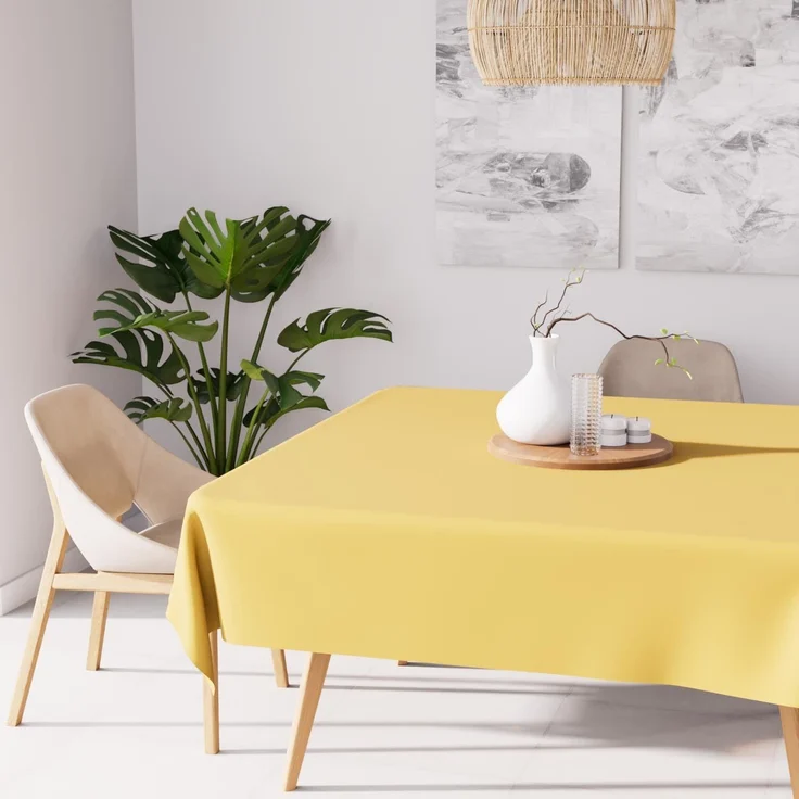Soleil d'ocre, Tischdecke Fleckenschutz quadratisch 140X140 cm Alix Jaune – Bild 1