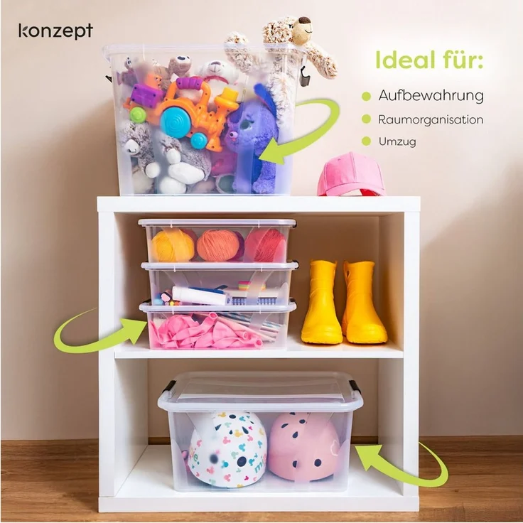 KONZEPT Aufbewahrungsbox mit Deckel groß Set BPA Frei Kunststoff, Aufbewahrungsboxen mit deckel (Set, 3 Boxen), lebensmittelecht – Bild 3