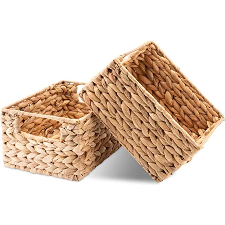 Decorasian Regalkorb Vielseitige Aufbewahrungsbox aus Wasserhyazinthe (2 St), Handgefertigter Flechtkorb, 22 x 17 x 12 cm – Bild 2