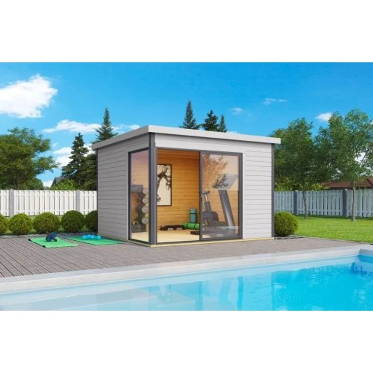 Lasita Maja Gartenhaus Domeo 1-4 Gartenhaus aus Holz in Silber Holzhaus mit 44 mm Wandstärke Blockbohlenhaus mit Montagematerial – Bild 7