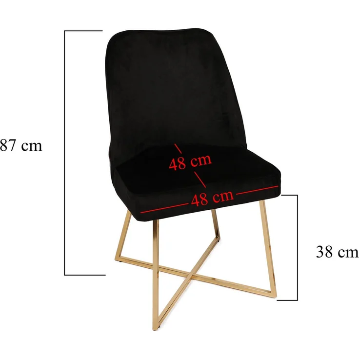 Skye Decor 'Madrid 911 V4' Stuhlset (4-teilig), Gold / Schwarz, 50 x 90 x 49 cm – Bild 9