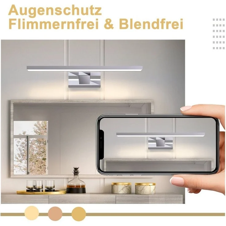 Nettlife LED Spiegelleuchte Spiegellampe leuchte Wand 40CM, LED fest integriert, Neutralweiß, internes Netzteil,für – Bild 2