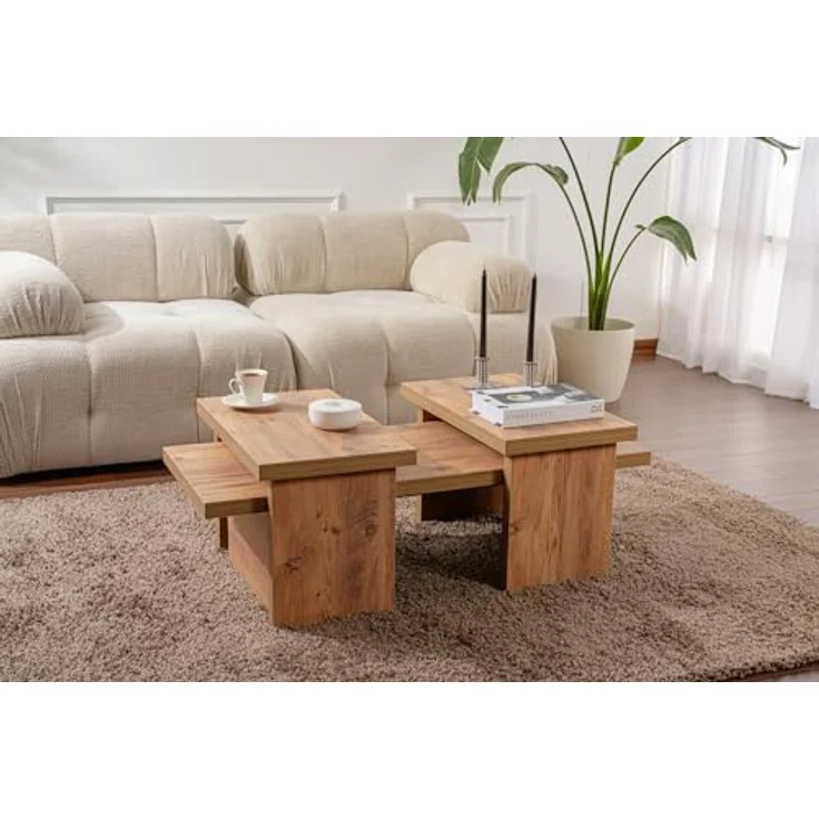 Moderner rustikaler Couchtisch, Atlantic Pine, 110 x 45 x 18 | aus 100% melaminbeschichteter Spanplatte, Stärke: 18 mm | perfekt für Homeoffice & Arbeitszimmer, elegantes & funktionales Design – Bild 2
