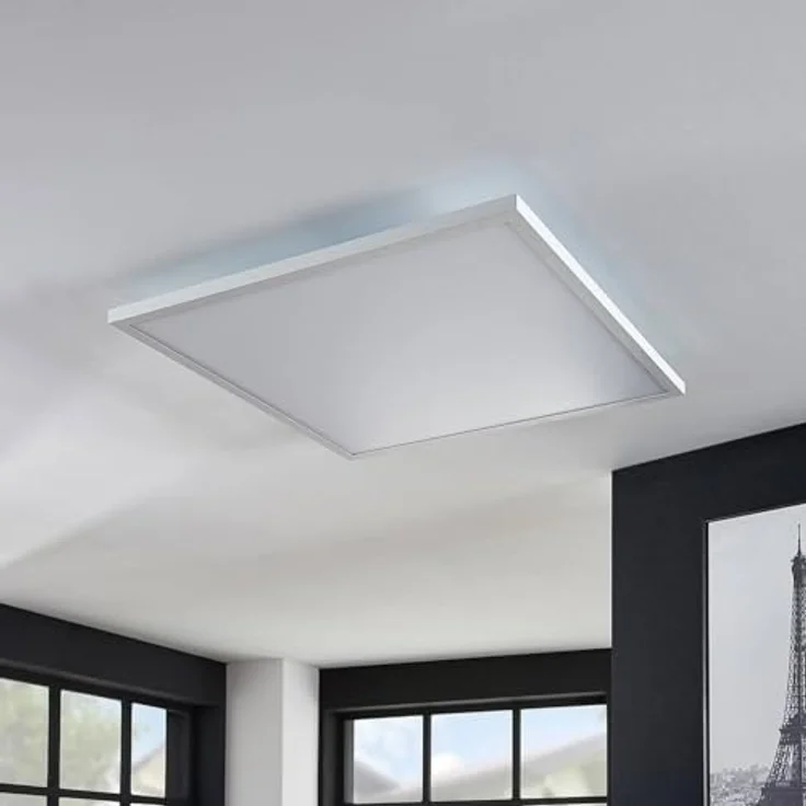 Lindby LED Panel Deckenleuchte 59,5 x 59,5 cm, dimmbar mit RGB Backlight und wechselbarer Lichtfarbe (3.000–6.000K), Fernbedienung inkl. 50W Leuchtmittel – Bild 4