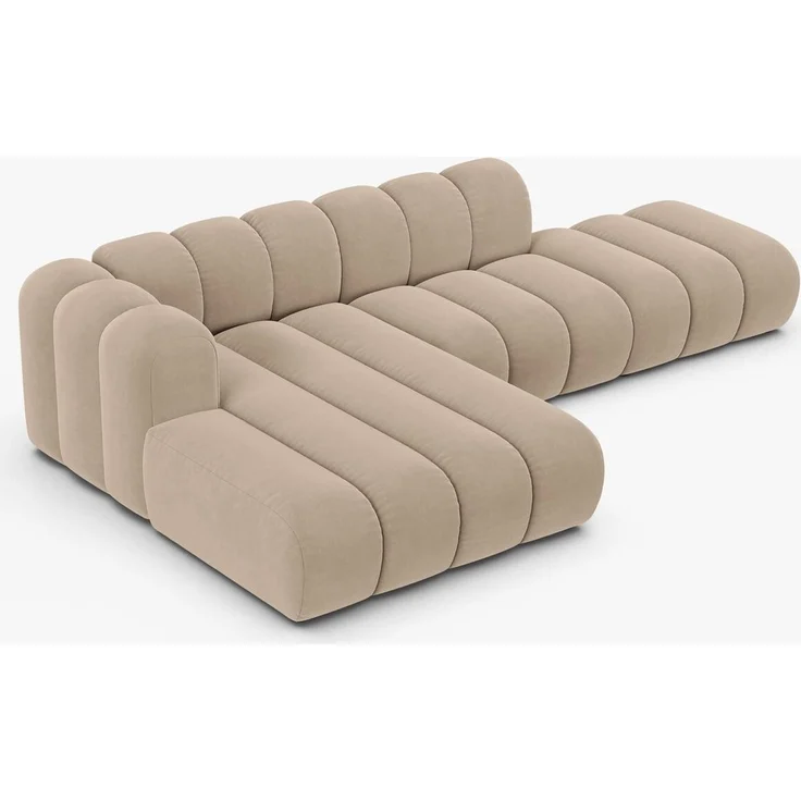 Micadoni Modulares Ecksofa offen Lupine 5-Sitzer Samt Venus Beige Links – Bild 6