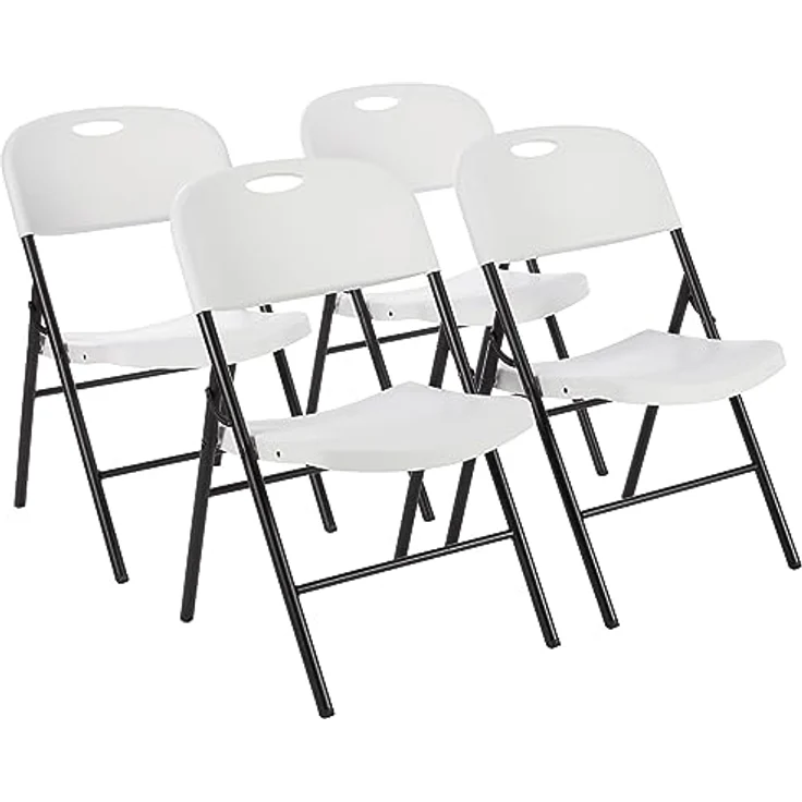 Amazon Basics Klappbarer Kunststoff-Stuhl, 157,5 kg Tragkraft, Weiß, 4er-Set – Bild 2