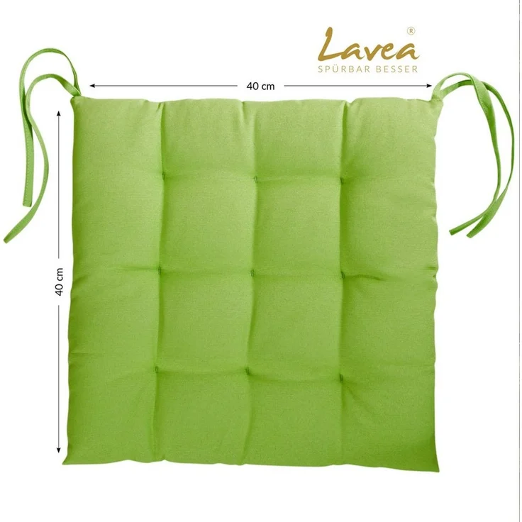 Lavea Stuhlkissen MONACO - weich gepolsterten Sitzkissen Set (4er & 8er), 40x40x3 cm, mit Stoffbändern, Indoor & Outdoor, für Garten & Balkon – Bild 4
