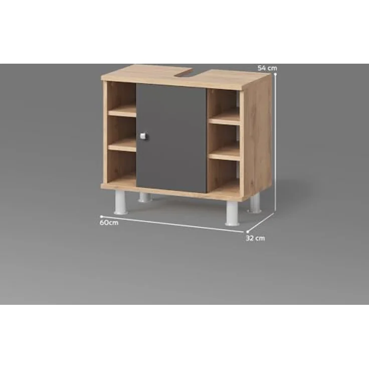 Livinity® Waschbeckenunterschrank Fucino, Anthrazit/Goldkraft Eiche/Goldkraft Eiche, 60 x 54 cm (1-St) – Bild 3