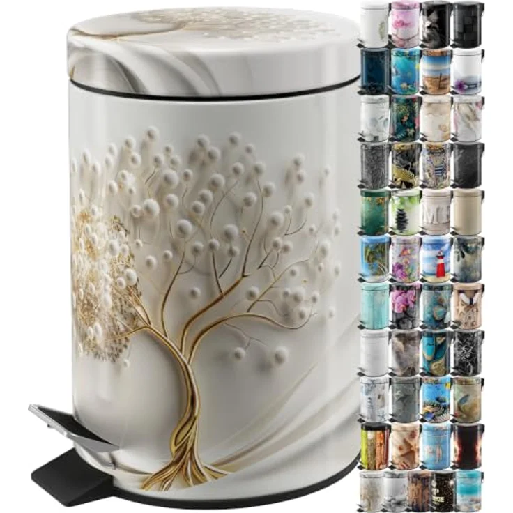 Sanilo Kosmetikeimer 3L Tree of Life, Bad Mülleimer mit Absenkautomatik und herausnehmbarem Inneneimer – Bild 1