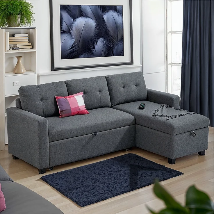 Sofa L Form Campina Grau 226 x 163 cm mit Schlaffunktion Vitalispa – Bild 4