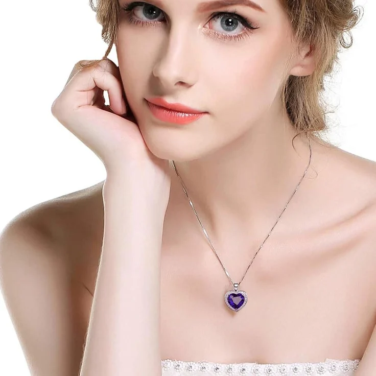 Ewige Rose Kette Silber 925 Geburtsstein Halskette Blaue Infinity Rosen – Bild 6