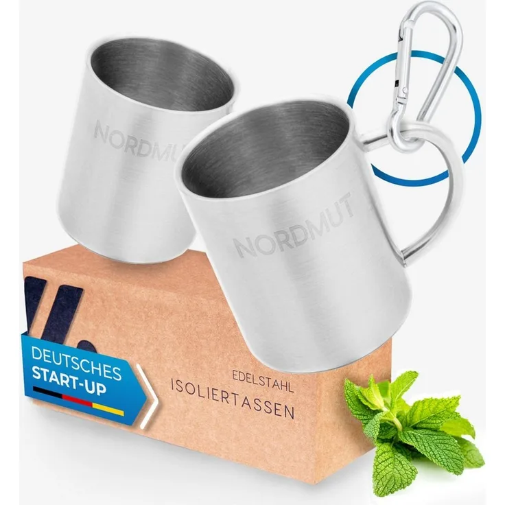Nordmut Thermobecher NORDMUT® Edelstahl Thermobecher [2er Set], doppelwandig isoliert, rostfreier Edelstahl