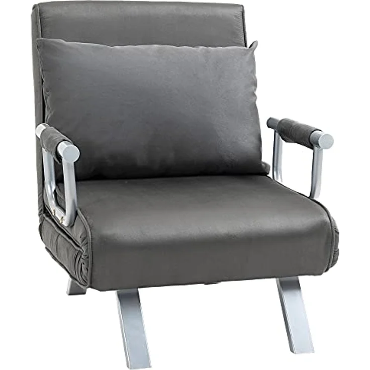 HOMCOM Sessel mit Armlehne, 3-in-1 Gästebett, Klappmatratze, Klappbett (Schlafsessel, 1-St, Schlafsofa), für Wohnzimmer, Hellgrau – Bild 2