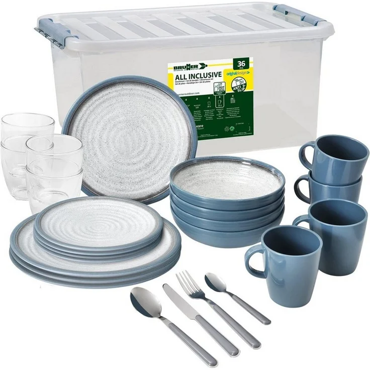 BRUNNER Geschirr-Set BRUNNER Campinggeschirr Set TUSCANY (8, 12, 16, 36-Teile) Rutschfest (36-tlg) – Bild 1