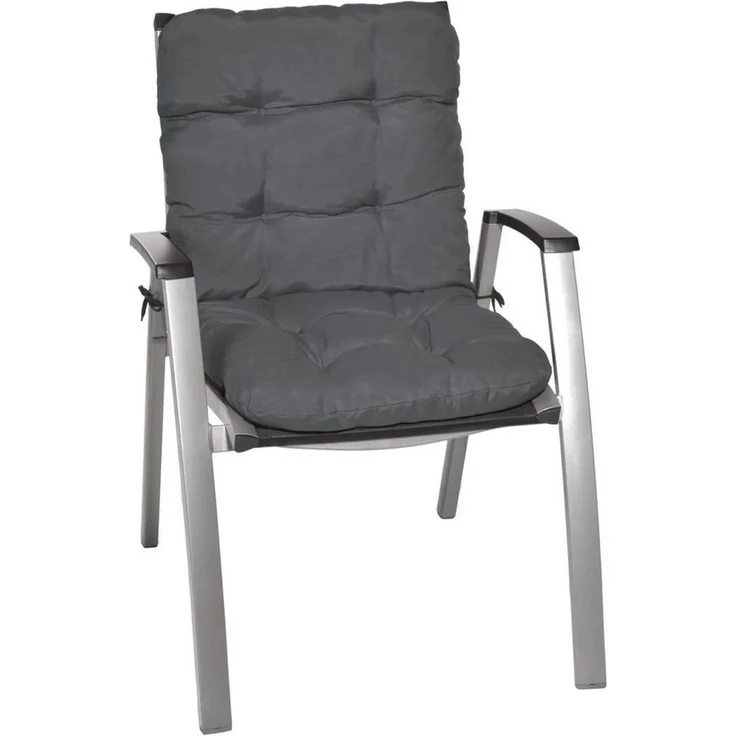 Beautissu Sitzauflage 2er Set Niedriglehner Auflagen Set Flair NL, 100x50x8cm, Graphitgrau, 2er Sitzkissen Niederlehner, Sitzpolster Gartenstuhl & Gartenmöbel – Bild 3
