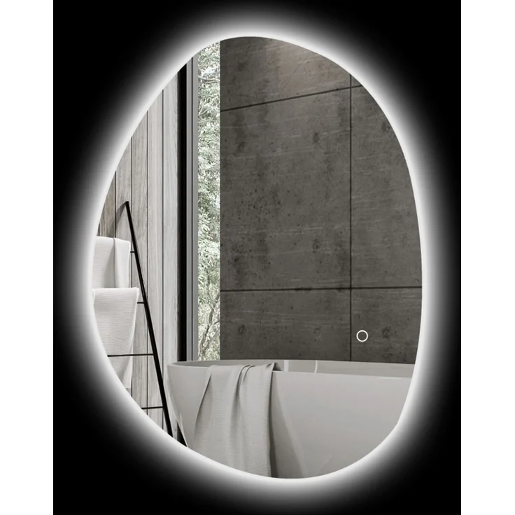 70 x 50 cm Asymmetrischer Badspiegel mit LED-Licht, Smart Touch Schalter, Anti-Beschlag-Funktion, Silber--Silber--70x5x50cm--YOUDENOVA – Bild 1