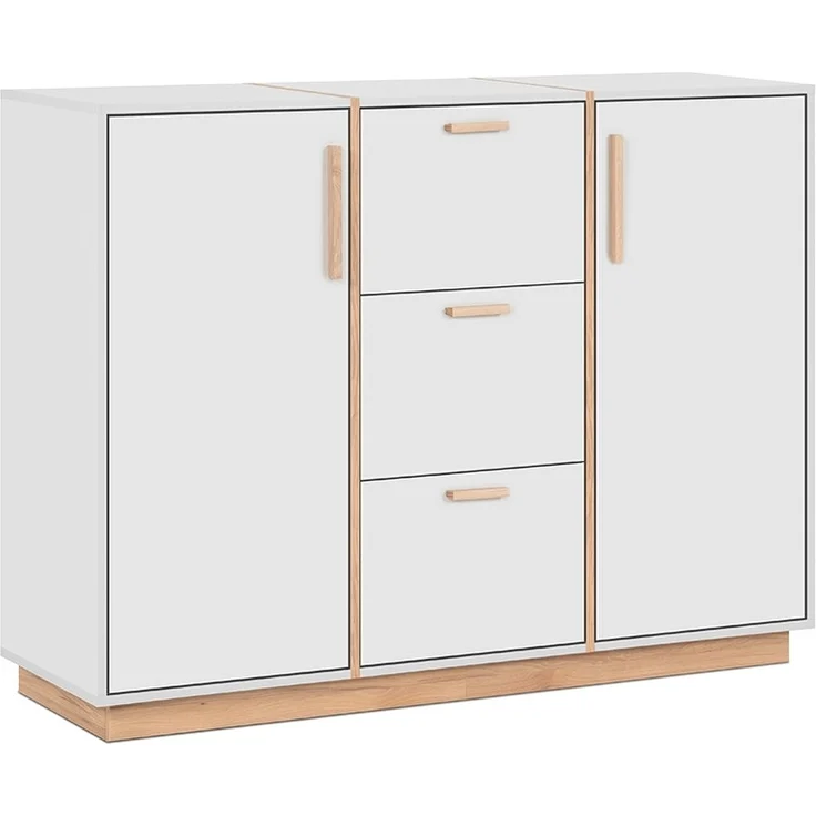 Calicosy Sideboard 2 Türen und 3 Schubladen Dekor Weiß und Holz B125 cm - SPLIT - Weiß – Bild 6