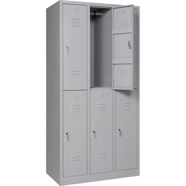 Garderobenschrank 6-türig grau / Drehriegel – Bild 2