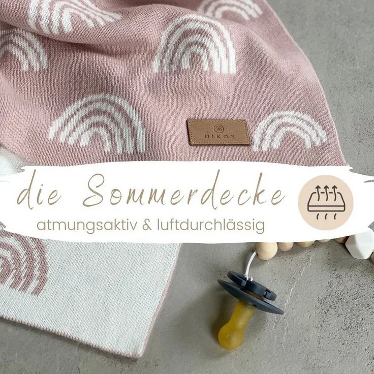 Babydecke DIKOS® Babydecke Baumwolle – Regenbögen – 100 % Bio Baumwolle, DIKOS, PREMIUM Qualität atmungsaktiv, nachhaltig, plastikfrei, kuschelweich – Bild 2