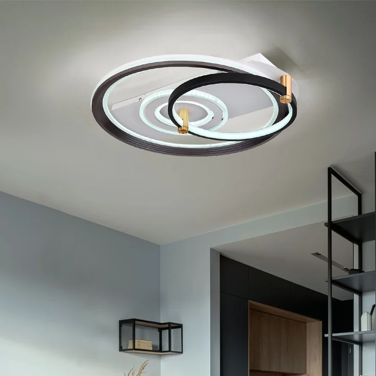 LED Deckenleuchte, Dimmbar, Fernbedienung, Metall, schwarz – Bild 2
