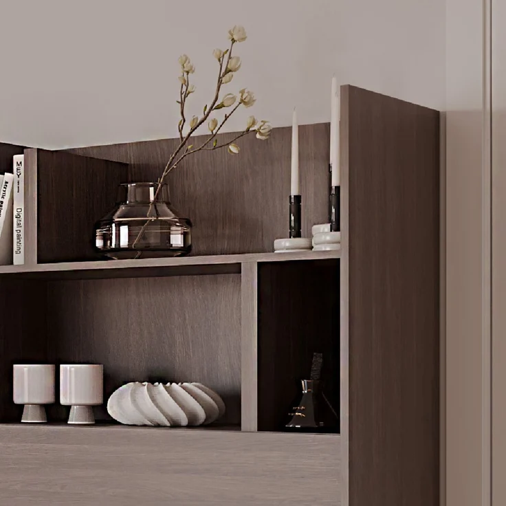 MEBLINI Wohnzimmerschrank BC-28 für Schrankbett - Kaschmir/Nagano Eiche - 92x178x46cm - Hochschrank mit Regalen, Fächern und Schubladen – Bild 6