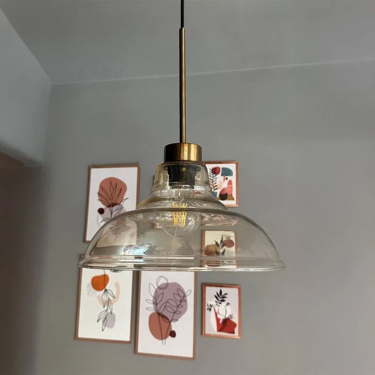 Bamyum Pendelleuchte Vishi Einzelner Glas-Kronleuchter Retro Pendelleuchte, ohne Leuchtmittel – Bild 5