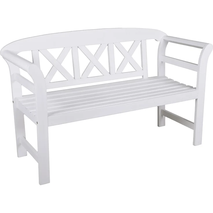 Gartenbank SIENA 2-Sitzer - 128cm Breit, Eukalyptus, Weißgrau | Terrassenbank Wetterfest Sitzbank Outdoor Bank – Bild 1