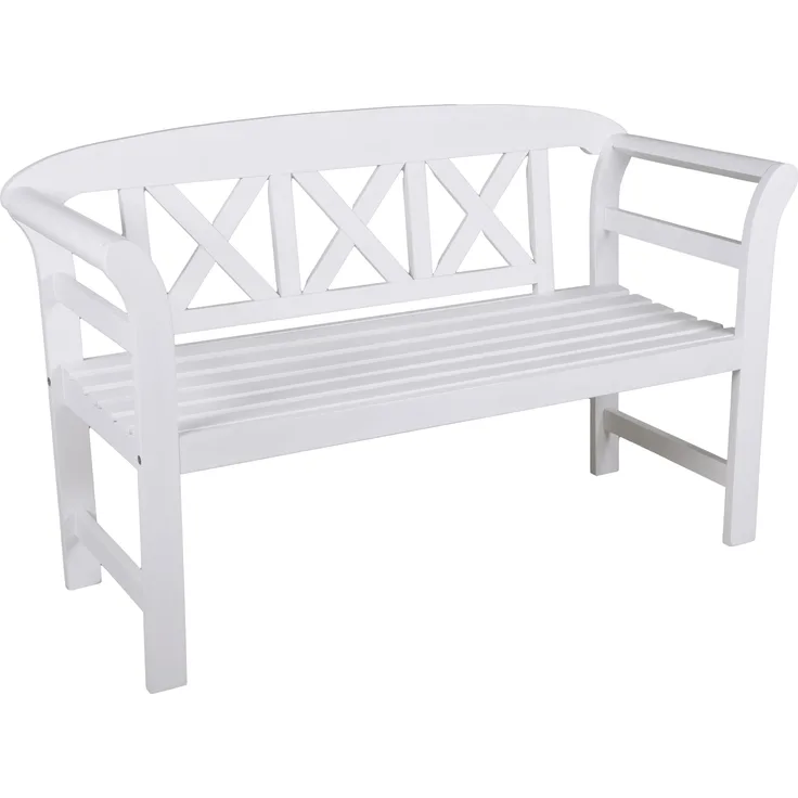 Gartenbank SIENA 2-Sitzer - 128cm Breit, Eukalyptus, Weißgrau | Terrassenbank Wetterfest Sitzbank Outdoor Bank