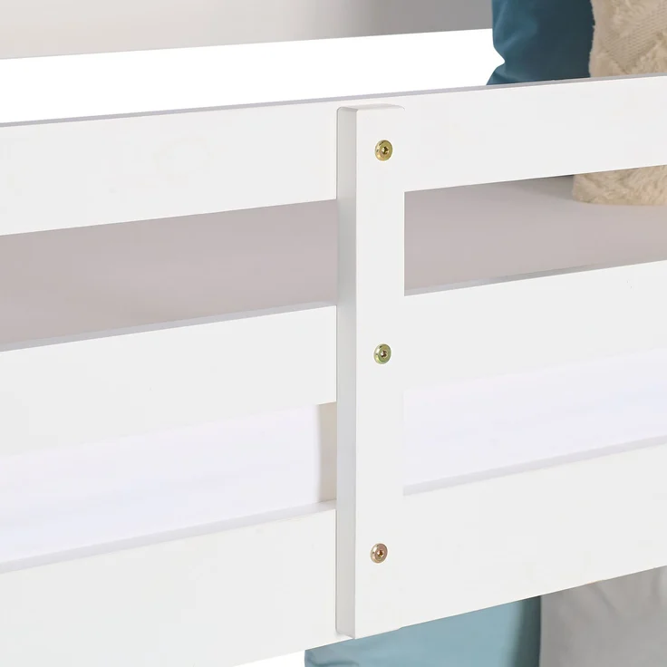 Homestyle4u Etagenbett mit 3 Liegeflächen, Kiefernholz weiß, 90x200 cm – Bild 4