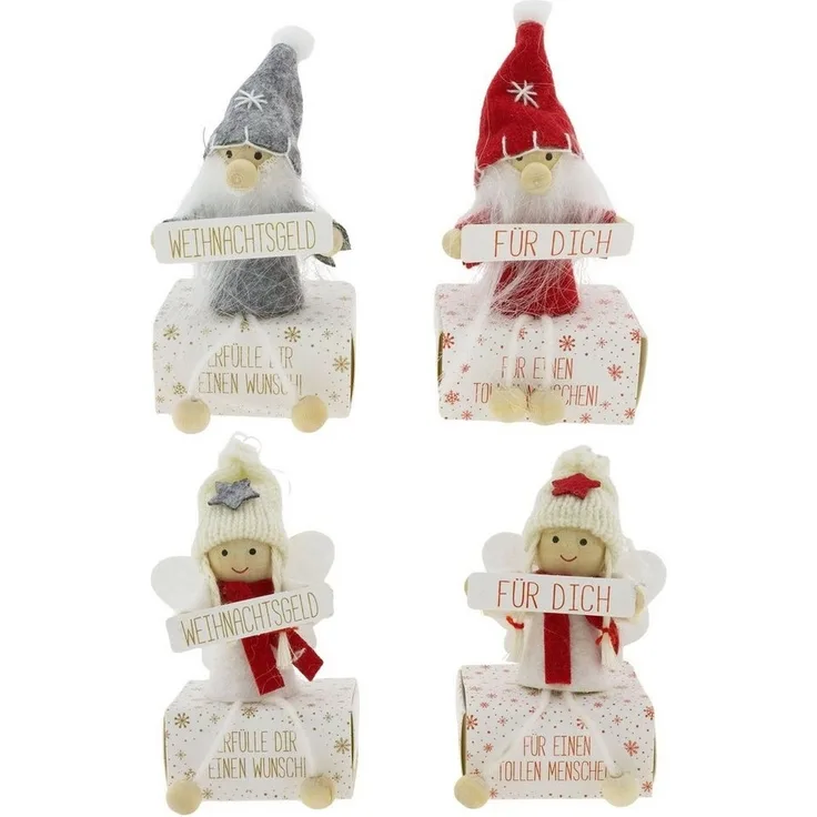 Annastore Geschenkbox Süße Wichtel auf kleiner Box aus Karton für Geldgeschenke, Geldverpackung Weihnachten