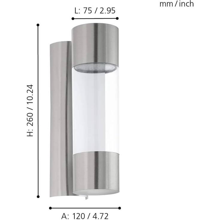 Eglo 96013 LED Outdoor Wandleuchte ROBLEDO edelstahl transparent L:7,5cm H:26cm T:12cm IP44 – Bild 6