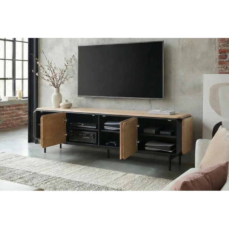KAWOLA Lowboard AVRIL TV-Board 4 Türen Eiche braun 56 x 40 x 200 cm – Bild 4