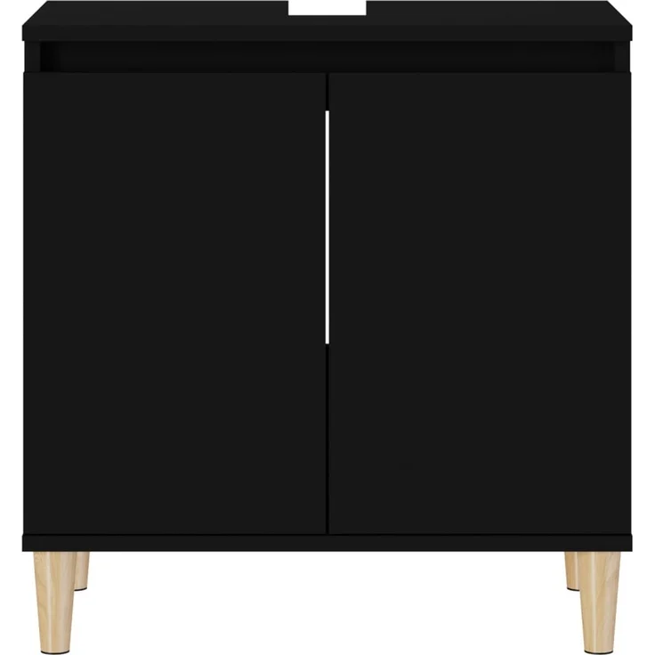 Waschbeckenunterschrank, Badschrank, Unterschrank Schwarz 58 x 33 x 60 cm Holzwerkstoff j299p – Bild 6
