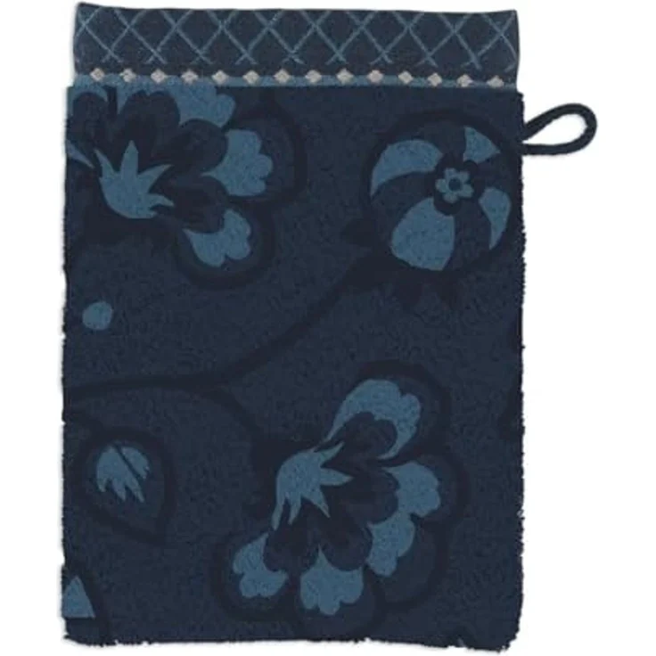 PiP Studio Waschhandschuh Jasmin Jaquard Waschhandschuh dark blue 16x22 cm (1 Stück), Baumwolle (325889) – Bild 1
