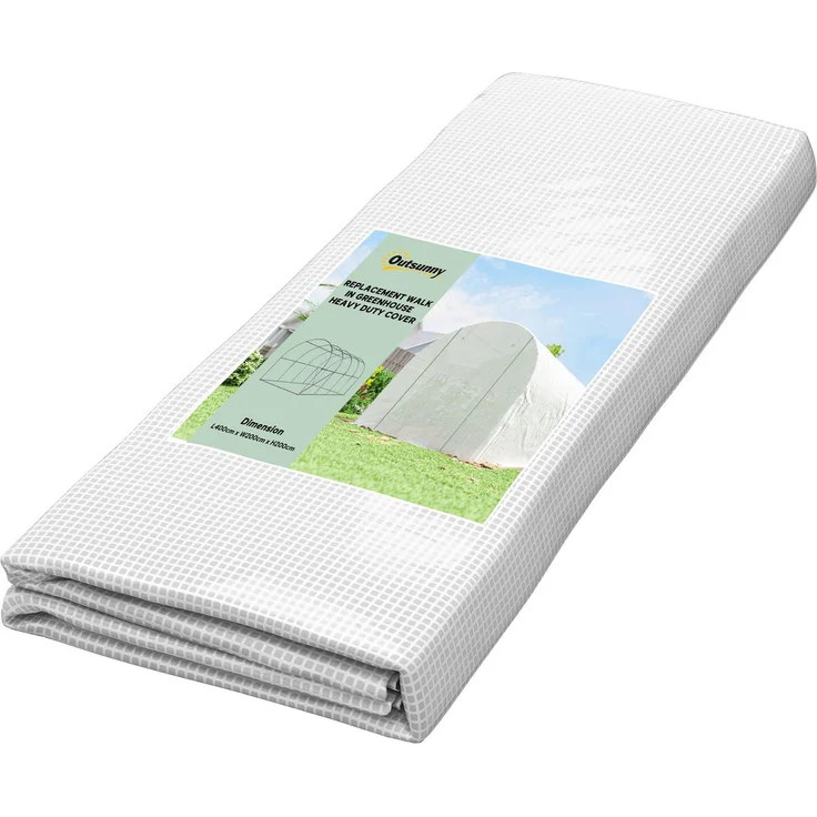 MELAYR, Gewächshausfolie 4 x 2 m, wasserdicht Gartenfolie mit Tür, 8 Fenster, UV Schutz, Weiß – Bild 1