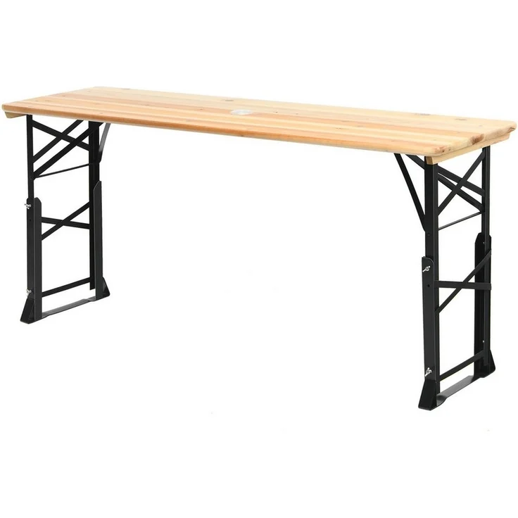 COSTWAY Gartentisch, Biertisch klappbar & höhenverstellbar, Holz & Metall – Bild 1