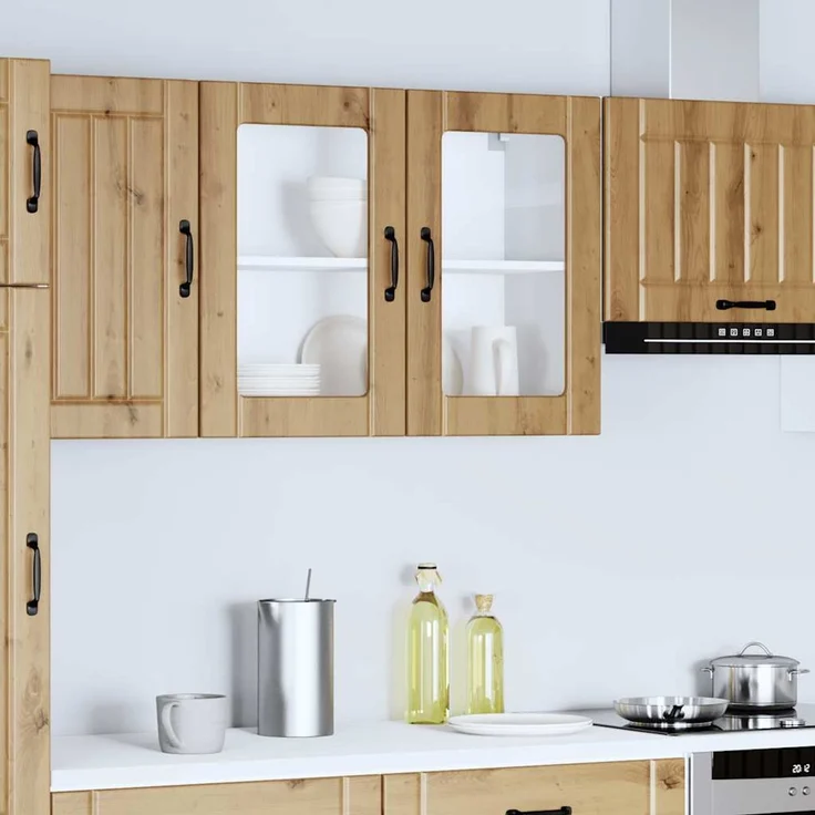 vidaXL Küchen-Hängeschrank mit Glastür Artisan-Eiche Holzwerkstoff 853856 – Bild 4