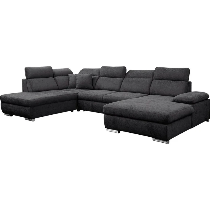 WERK2 Wohnlandschaft Cordoba inkl. Bett & Bettkasten, Kopfteilverstellung, zeitlos, bequem, Struktur, U-Form, XXL, Schlaffunktion, Bettkasten – Bild 4