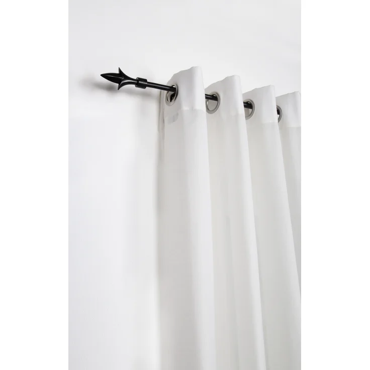 ondeco Gardinenstange ausziehbar 1-lauf, Vorhangstange Fenster Wandmontage, Endstück Lance Komplettgarnitur Teleskopstange 13/16 mm mit Ringen - Schwarz - 130-240 cm – Bild 7