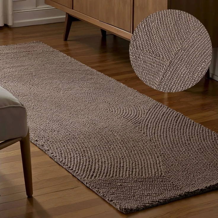 HANSE Home Wollteppich Calmio, auch als Läufer und in rund, rechteckig, Höhe: 18 mm, Handgetuftet, Wolle, Natur, Wohnzimmer, Schlafzimmer, Skandi, Hygge – Bild 2