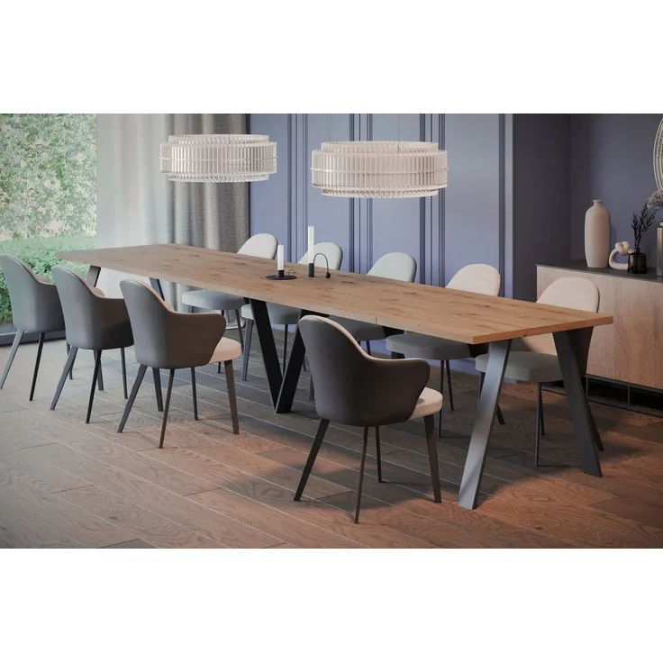 Endo-Moebel Esstisch Lungo XXL 130-405 cm, Metallgestell, ausziehbar, erweiterbar, riesiger Kulissentisch, 4m, extra lang und groß, stabil