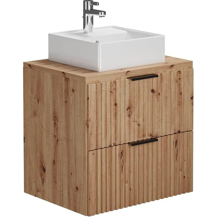 Vente-unique - ZEVARA Badmöbel-Set Holz, Platte Beige - B 46 cm x H 57 cm x L 60 cm – Bild 4