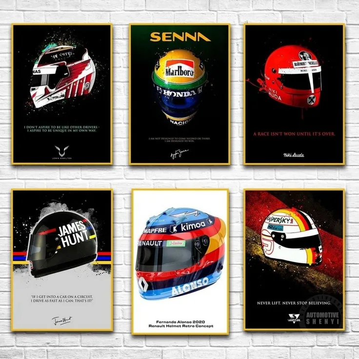 JUSTGOODMOOD Poster Formel 1 Fahrer Helme als Deko Print ohne Rahmen E 21 x 30 cm, E (1 St)