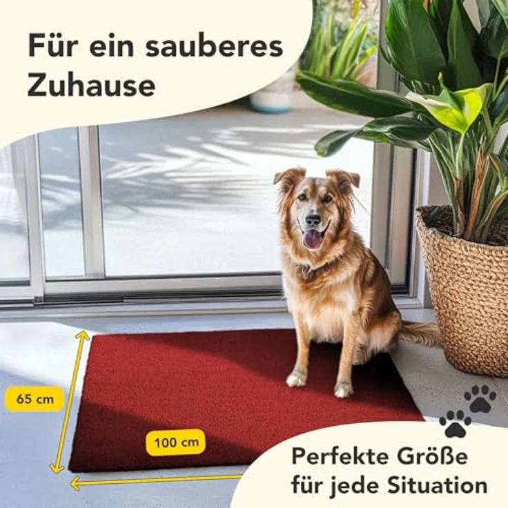 KARAT Fußmatte für Außen und Innen,40x80 cm Rot 17mm Höhe, Türmatte aus Kokos, Schmutzfangmatte, Kokosmatte mit Rutschfester Rückseite für Haustür, Eingang – Bild 5
