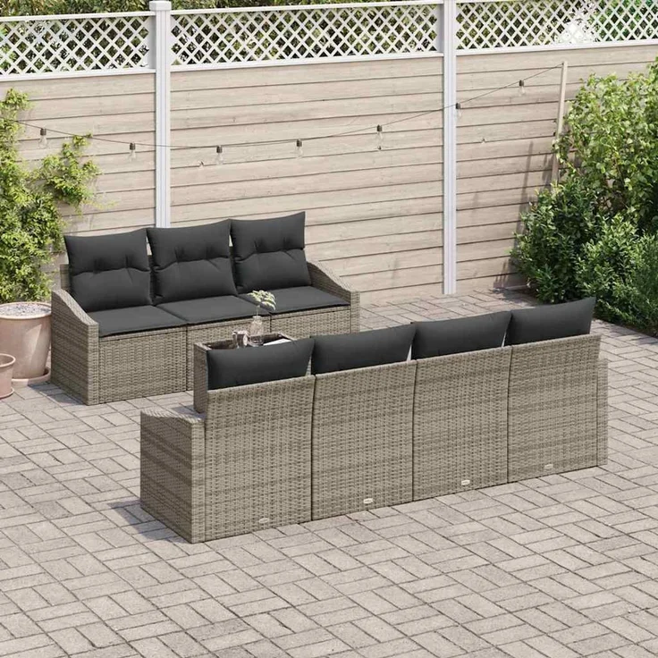 vidaXL Sofa Set 8 stk. Grau 55 x 55 x 37 cm [Synthetisch]: Poly Rattan 3346629 – Bild 3