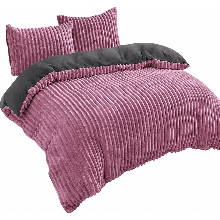 Visaggio Bettwäsche Teddyplüsch Winter Bettbezug Cord Optik, Fleece, 2 teilig, extra warm und kuschelig, Winterbettwäsche Cashmere Touch