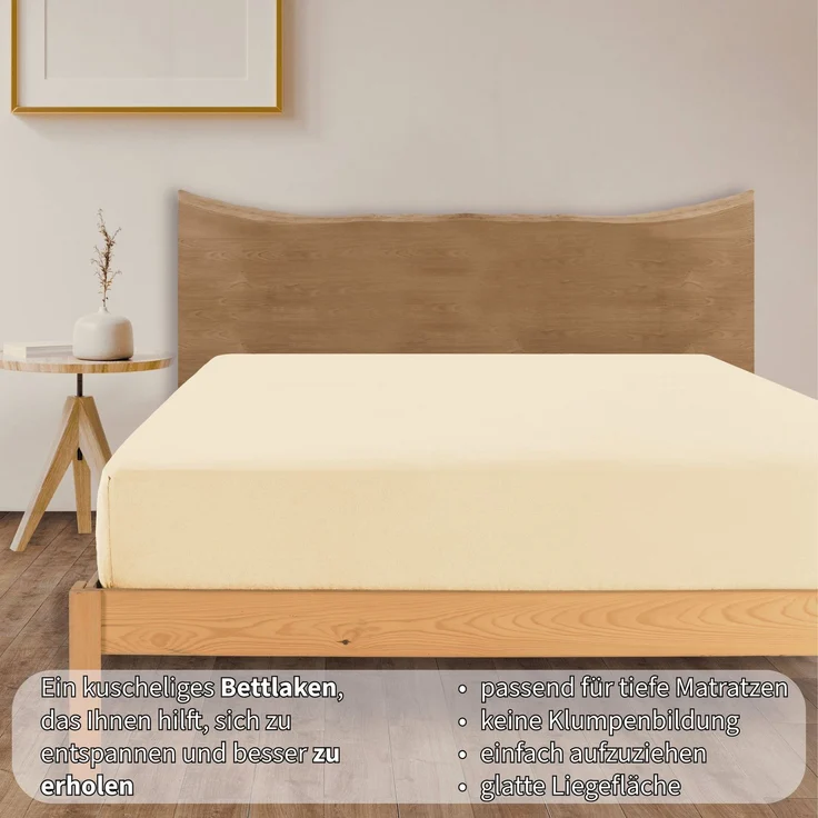 KK-Shopping Jersey Spannbettlaken, Baumwolle Creme, 140 x 200 x 30 cm – Bild 11